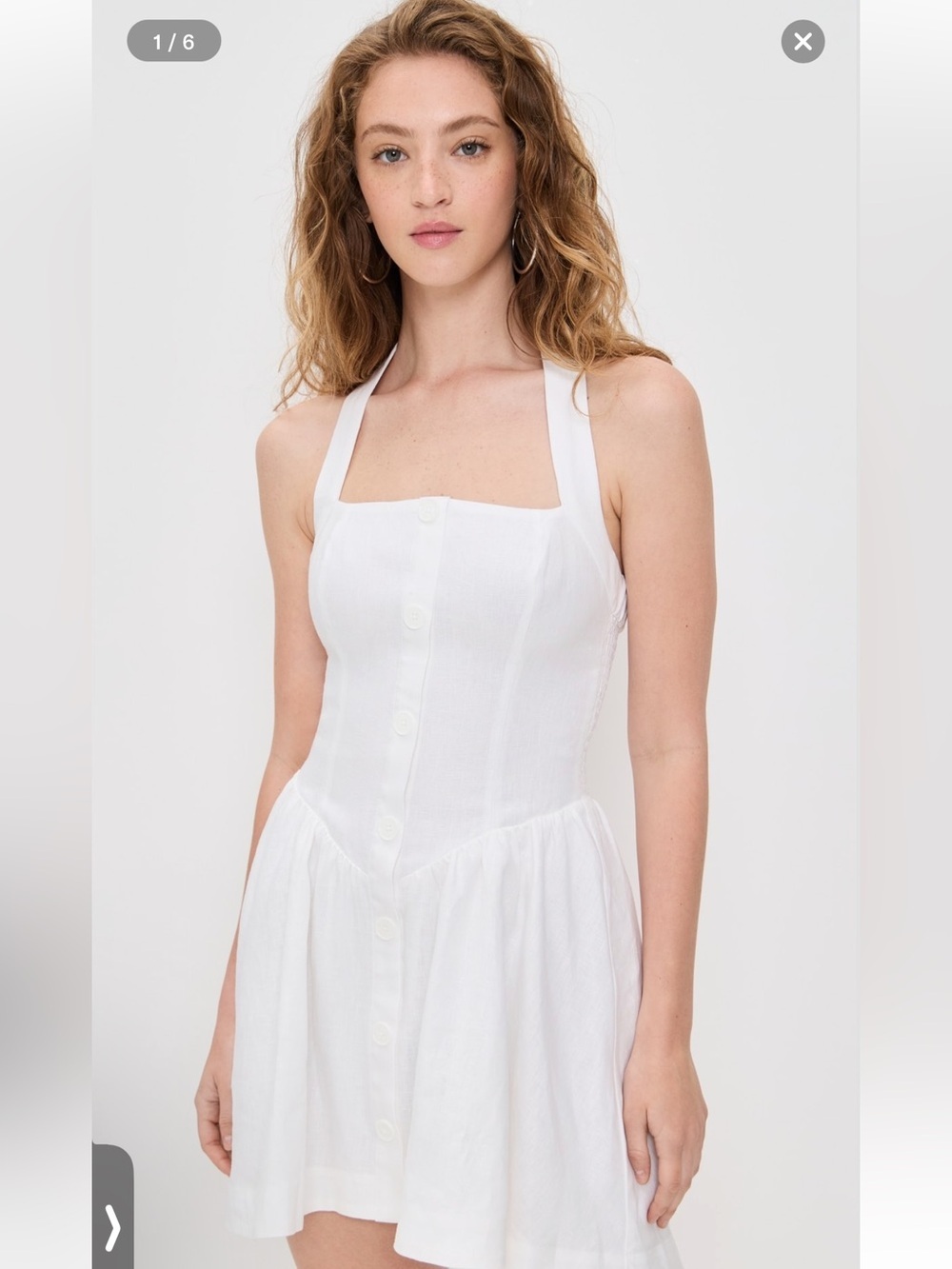 Reformation Mariela Linen White Halter Mini Dress - Picture 2 of 14